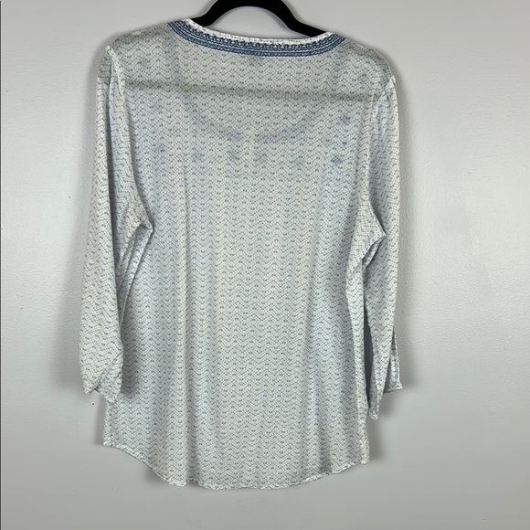 Eddie Bauer Blue and White Embellished Blouse with Bib Collar Size M - Picture 10 of 11